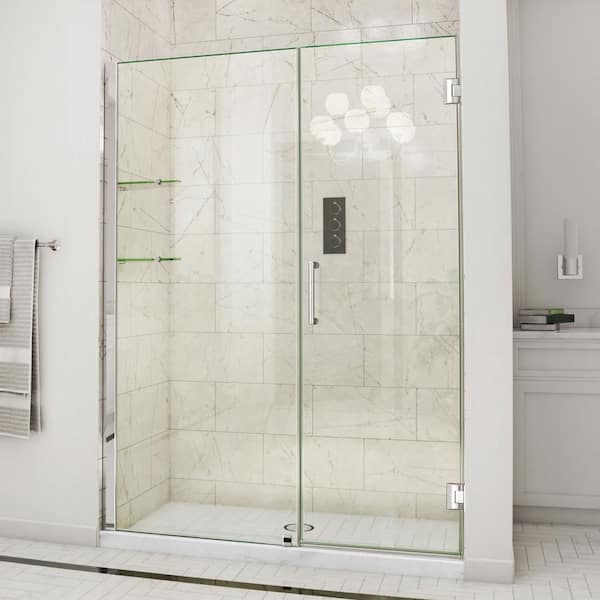 DreamLine Unidoor 54 to 55 in. x 72 in. Frameless Hinged Shower Door in Chrome