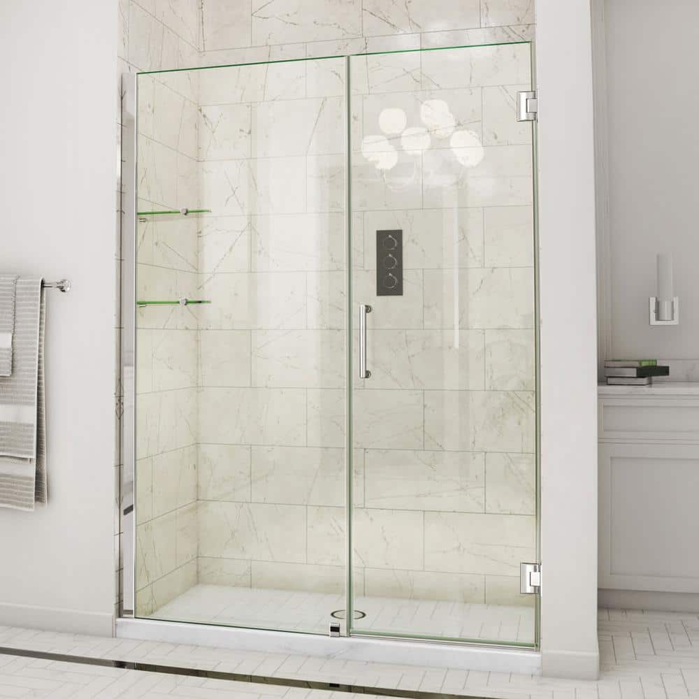 DreamLine 61" Black Frameless Hinged Shower Door with ClearMax Glass