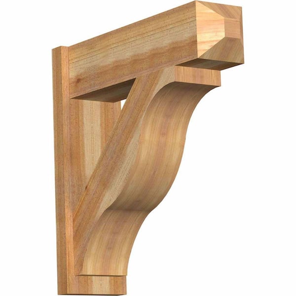 Ekena Millwork 8 in. x 28 in. x 28 in. Western Red Cedar Fuston Craftsman Rough Sawn Outlooker