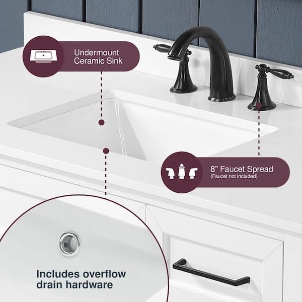 Home Decorators Collection Hanna 48 in. Single Sink White Bath