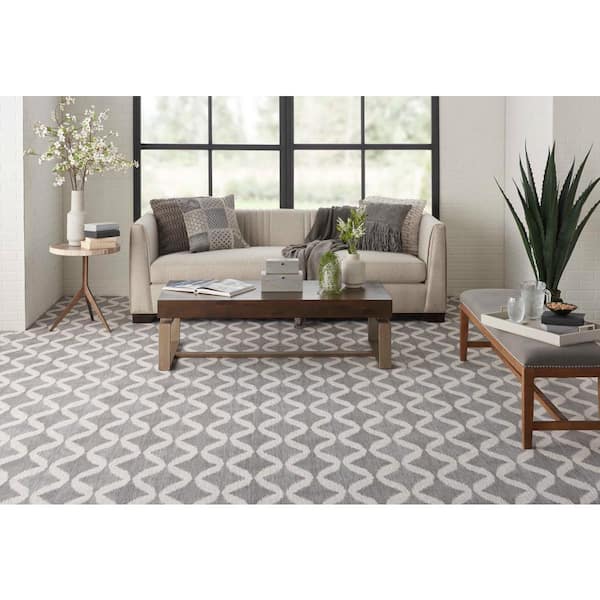 Wandering Highway Stone Gray 13.2 ft. 48 oz. Wool Texture Carpet - Installation Required
