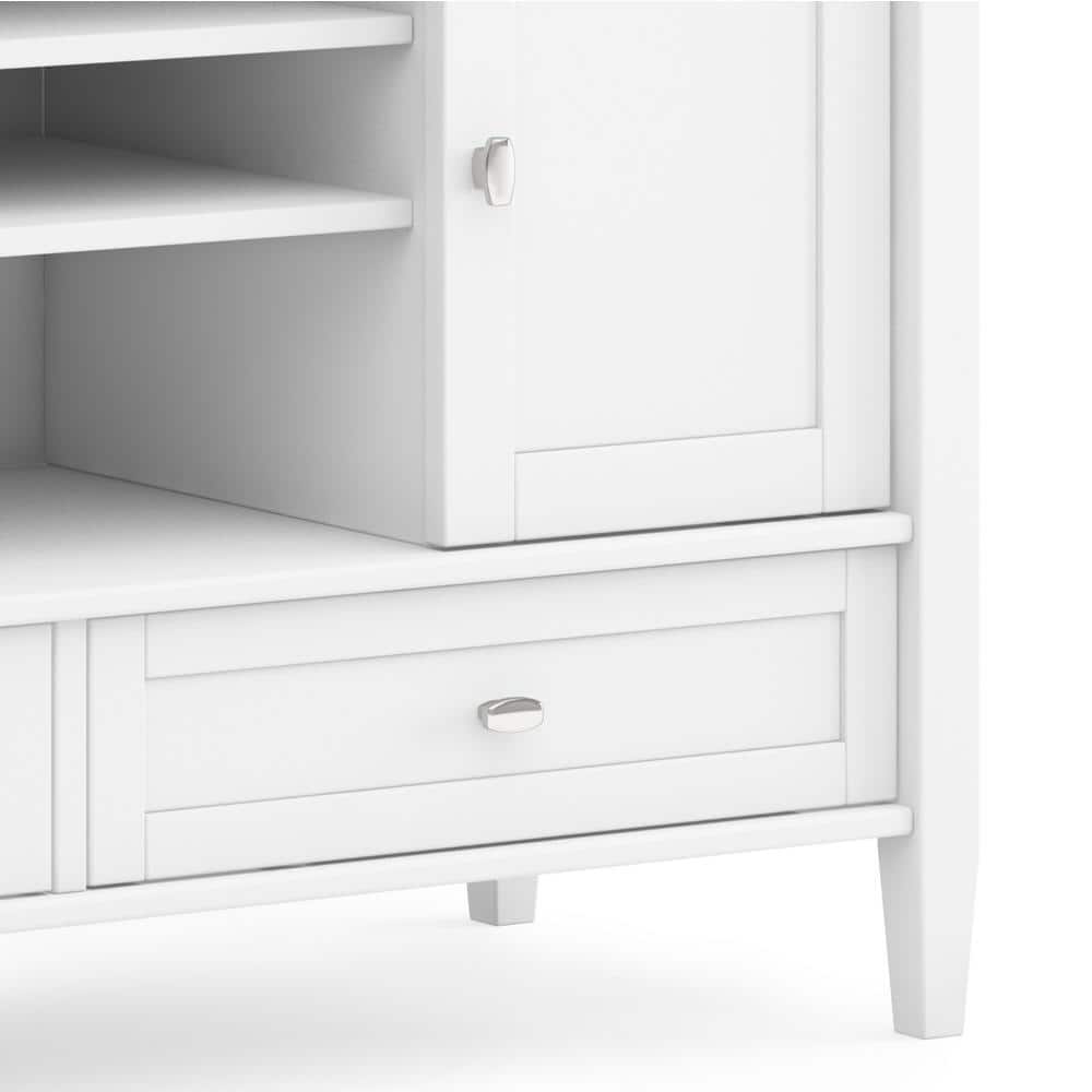 White Solid Pine Wood TV Media Stand for TVs up to 50 inches