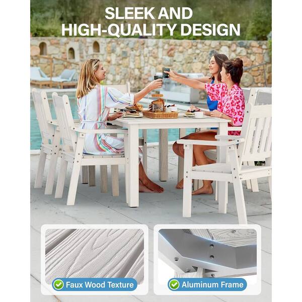 Mximu 7-Piece HIPS Outdoor Dining Set, Aluminum Frame Table w/ 2