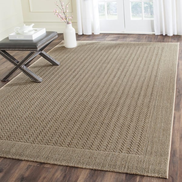 Palm Beach Desert Sand 9 ft. x 12 ft. Solid Border Area Rug