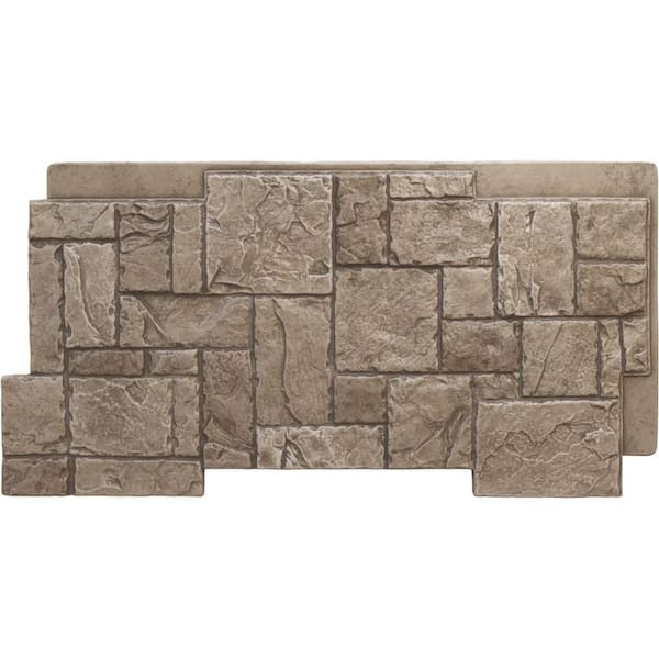 Ekena Millwork Castle Rock 49 in. x 1 1/4 in. Soft Ash Stacked Stone, StoneWall Faux Stone Siding Panel