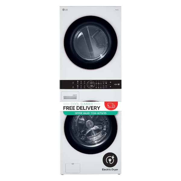 WashTower Stacked SMART Laundry Center 4.5 Cu.Ft. Front Load Washer & 7.4 Cu.Ft. Electric Dryer in White