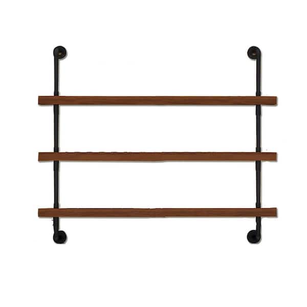 47.2in. H x 12in. W 12-Bottle Black Wood Wall Mounted Wine Rack with LED Lights for Home Bar