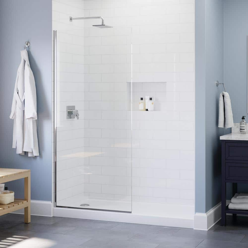 Delta Amal 34 in. W x 72 in. H Frameless Shower Door Screen in Chrome with  3/8 in. (10 mm) Clear Glass SD8ASCL-C-R - The Home Depot