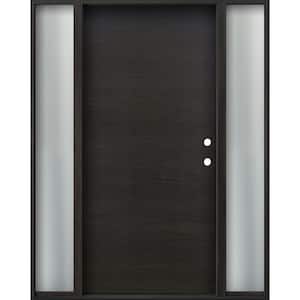 65 in. x 80 in. Flush Left-Hand/Inswing Espresso Wood Prehung Front Door with Sidelites