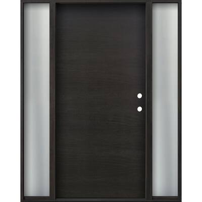 65 in. x 80 in. Flush Left-Hand/Inswing Espresso EuroTech Wood Prehung Front Door with Sidelites