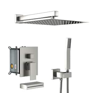 1-Spray Patterns with 2.5 GPM 12 in. Wall Mount Dual Shower Heads in Spot Resist Brushed Nickel