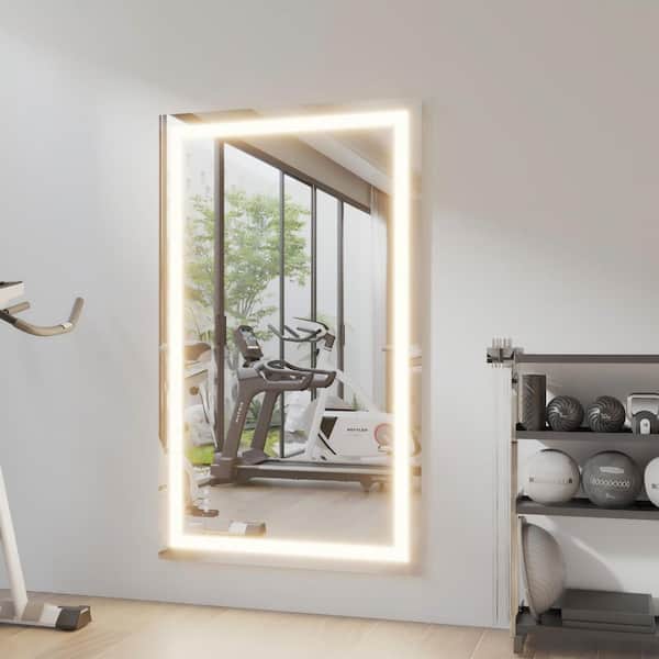 36 in. W x 60 in. H Wall-mounted Full-length Mirror LED Light Dresser Mirror Full Body Mirror