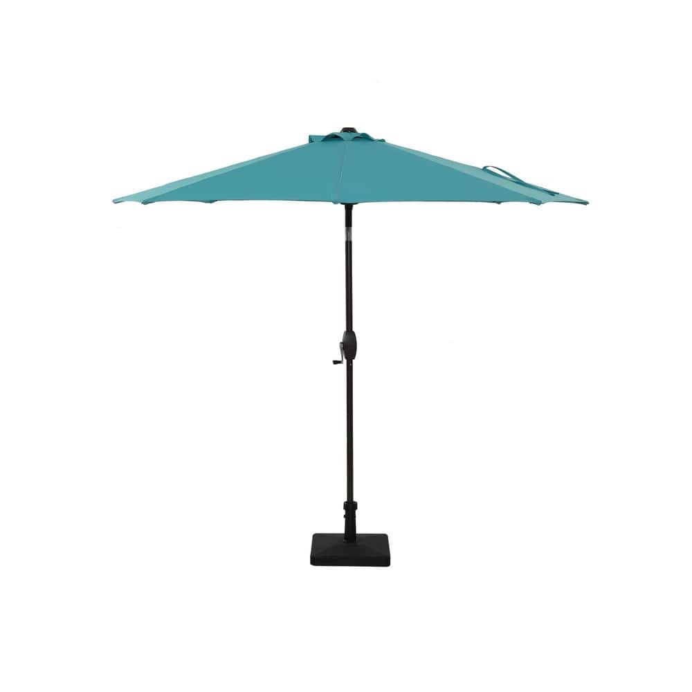 9 ft. Steel Market Outdoor Patio Umbrella in Light Blue