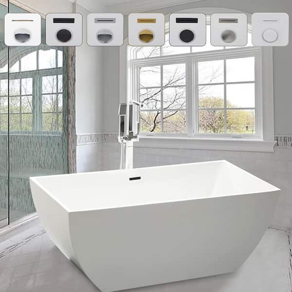 Vanity Art Montpellier 59 in. L x 30 in. W Acrylic Flatbottom Freestanding Bathtub in White/Matte Black