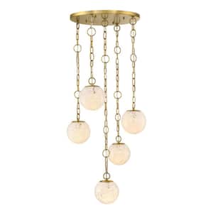 Wine Flower 5-Light Brushed Gold Glam Statement Chandelier for Foyers and Entryways