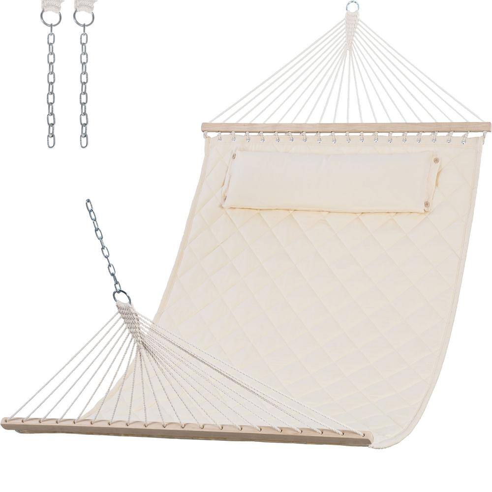 78.7 in. x 55 in. Double Hammock Quilted Fabric Swing Large Hammock Bed wit