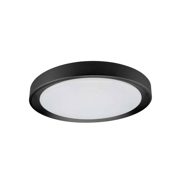 Dainolite Flynn 11.75 in. Sandy Black with White Polystyrene Plastic Flush Mount