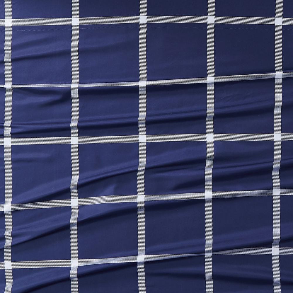Navy and White Windowpane Microfiber Duvet Cover Set