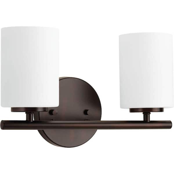 Progress Lighting Replay Collection 13 in. 2-Light Antique Bronze Etched Glass Modern Bathroom Vanity Light