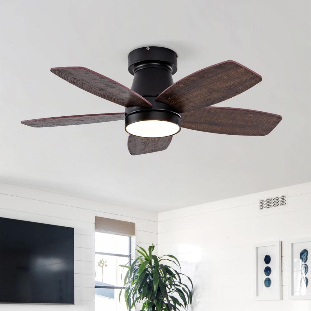32 in. Brown Reversible Quiet DC Motor Downrod Mount Standard Fan with Remote Control Dimmable 6 Wind Speed price history on PriceWatchPro