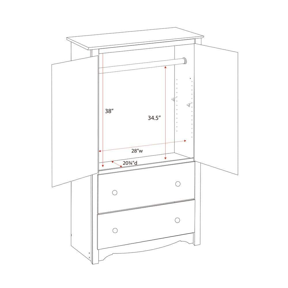 Monterey White MDF TV and Wardrobe Armoire