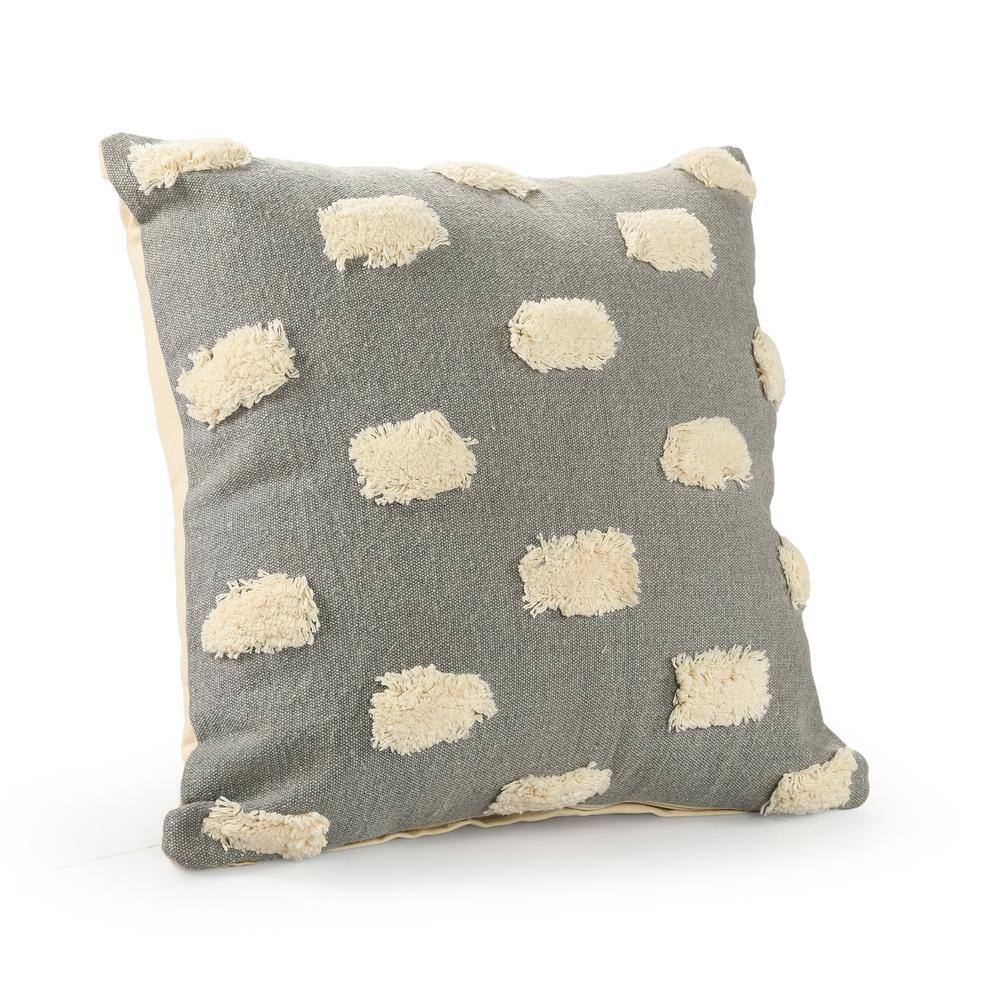 Zeal 20" Gray and White Cotton Decorative Pillow