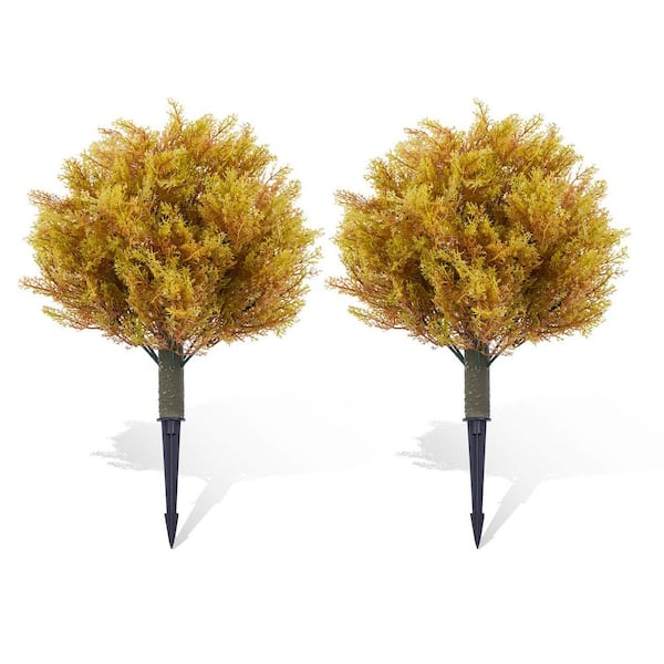 2PACK 1. 97FT Red Artificial Trees With Ground Spike, Boxwood