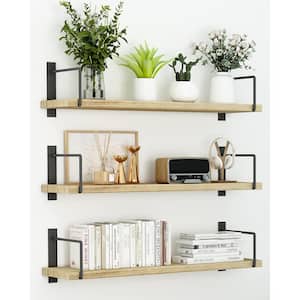 23 in. W x 6 in. D Wooden Floating Decorative Wall Shelf (Set of 3)