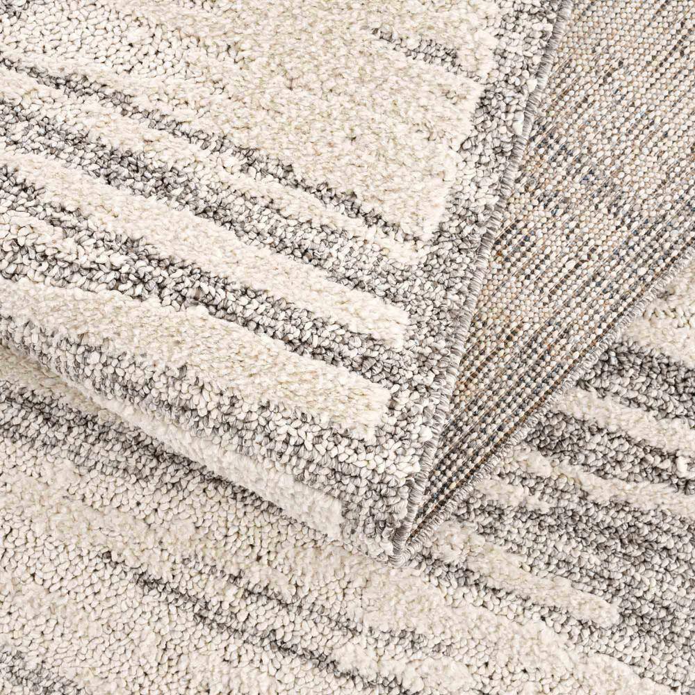 Gray and Beige Polypropylene Runner Rug 2'7" x 7'3"