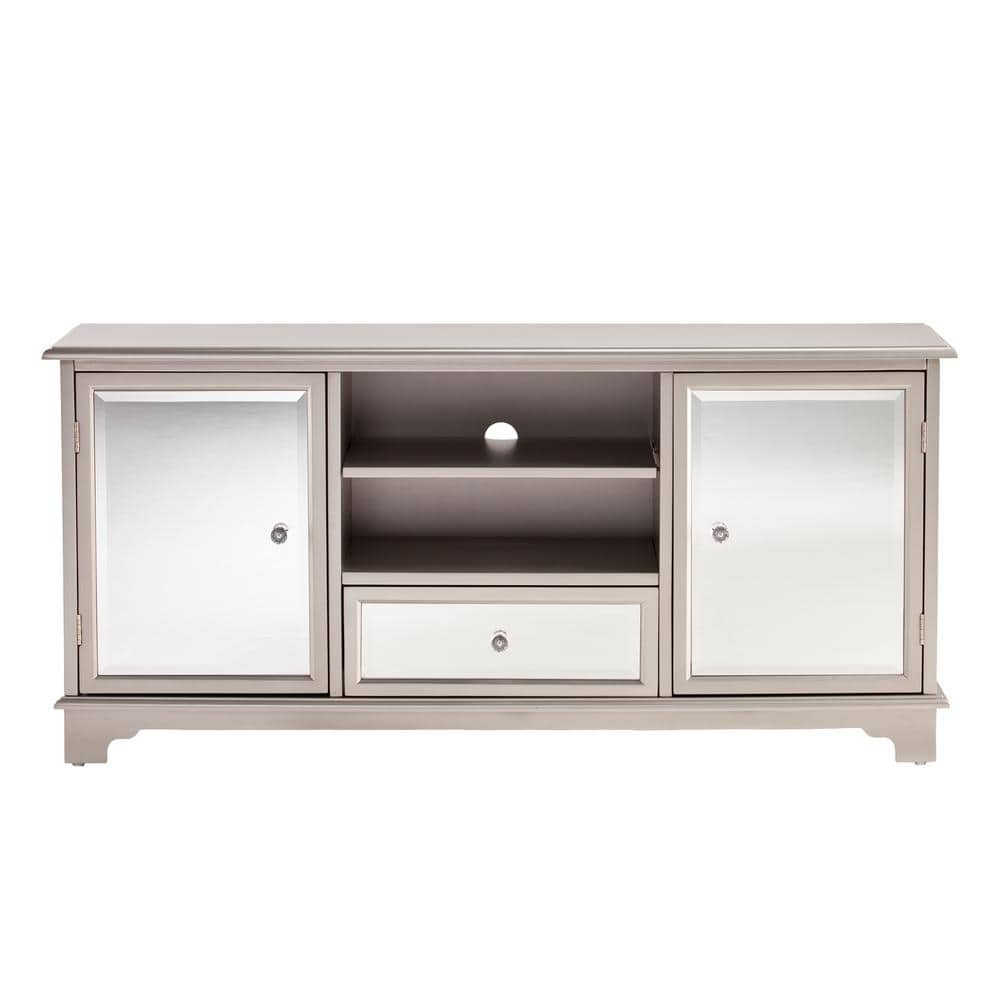 Pavel Mirrored and Silver Entertainment Center