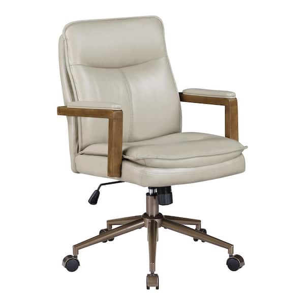 Woodlands Faux Leather Upholstered Office Chair in Taupe with Non-Adjustable Arms