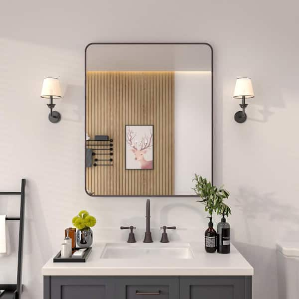 30 in. W x 36 in. H Rectangular Framed Wall Bathroom Vanity Mirror in Oil Rubbed Bronze