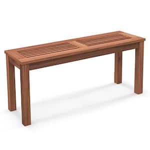 2-Person Outdoor Bench Patio Bench w/Slatted Seat Weather Resistant Solid Wood Frame