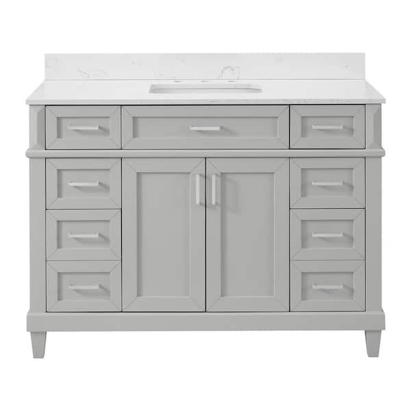 Talmore 48 in. Single Sink Sky Grey Bath Vanity with White Engineered Carrara Top (Assembled)