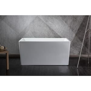 Freestanding 39 in. H Contemporary Design Acrylic Flatbottom Soaking Tub Bathtub in White