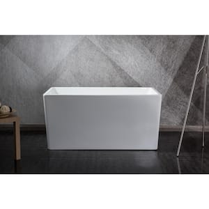 Freestanding 43 in. H Contemporary Design Acrylic Flatbottom Soaking Tub Bathtub in White