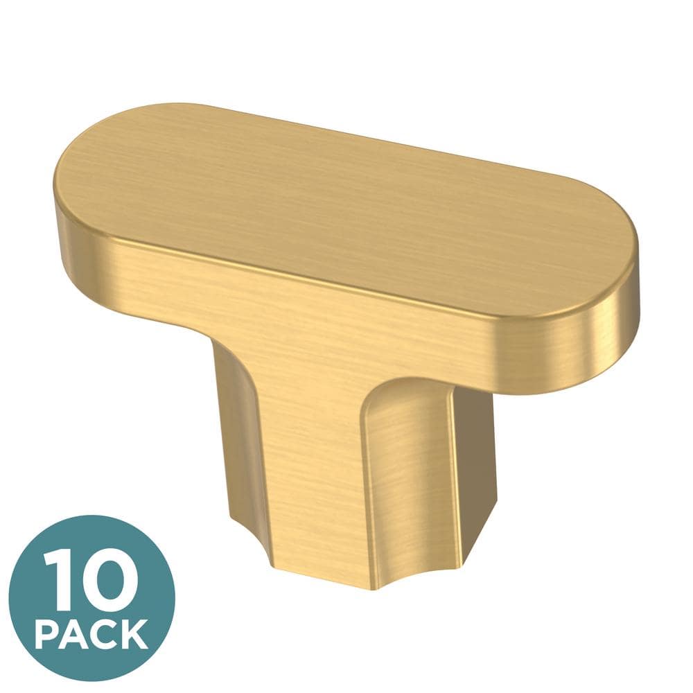 (10-Pack) Scalloped 1-5/8 in. (42 mm) Modern Gold T-Shaped Bar Cabinet Knobs price history on PriceWatchPro