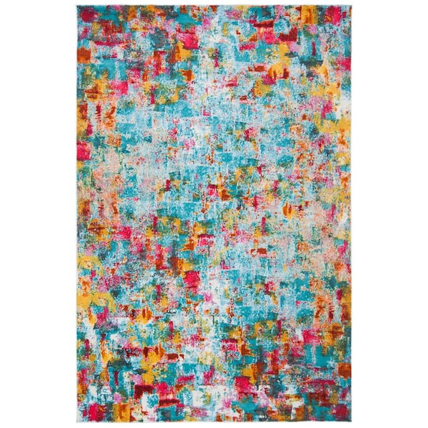 SAFAVIEH Luxor Aqua/Fuchsia 8 ft. x 10 ft. Abstract Gradient Area Rug
