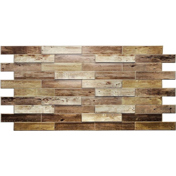 Dundee Deco 3D Falkirk Retro 1/100 in. x 39 in. x 19 in. Brown Faux Dutch Oak PVC Decorative Wall Paneling (5-Pack)