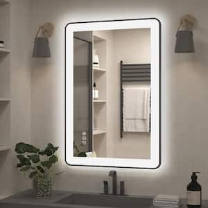 24 in. W x 36 in. H Rectangular Framed Front and Back LED Lighted Anti-Fog Wall Bathroom Vanity Mirror in Tempered Glass