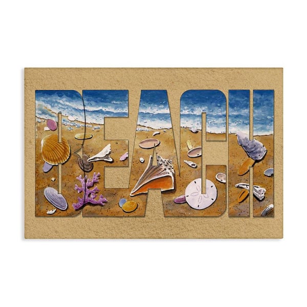 Stupell Industries Outlined Beach Letters by Art Brands Holdings, LLC. Unframed Coastal Graphic Art Print 30 in. x 45 in.