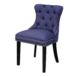 Princess Blue Linen Upholstered Tufted Dining Chair (Set of 2)