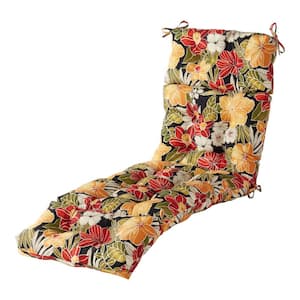 72 in. x 22 in. Outdoor Chaise Lounge Cushion in Aloha Black Floral