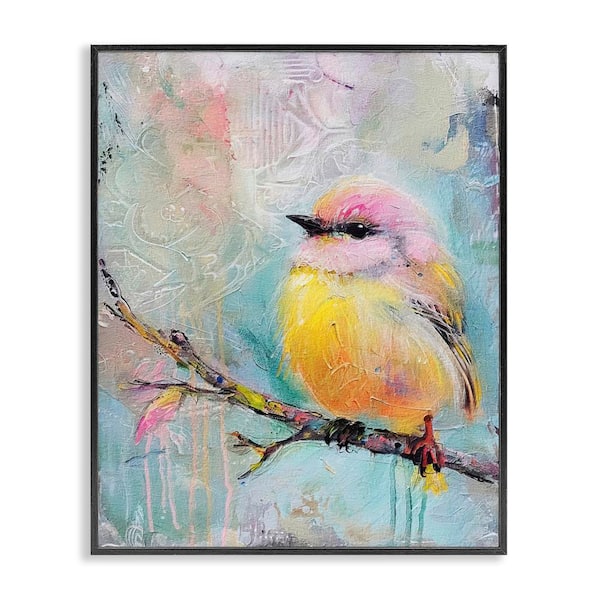 Stupell Industries Soft Pastel Bird by RileyB Black Framed Animal Giclee Art Print 30 in. x 24 in.