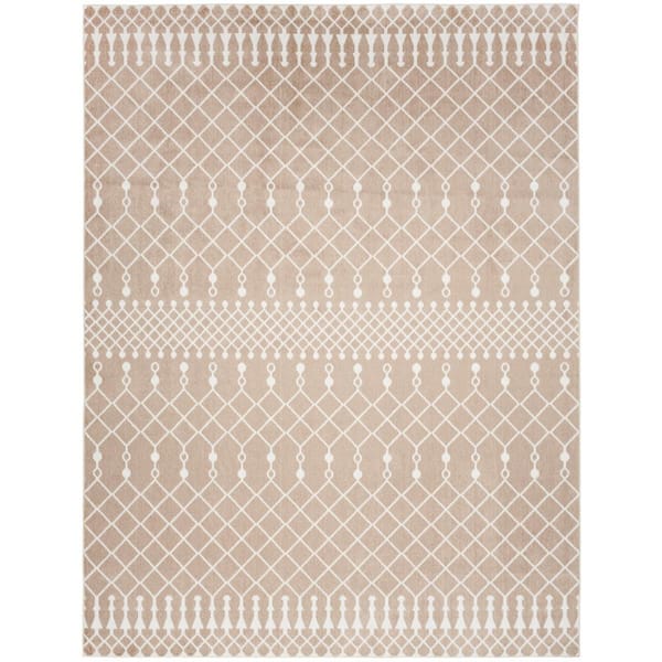 Nourison Astra Machine Washable Taupe 8 ft. x 10 ft. Moroccan Transitional Area Rug