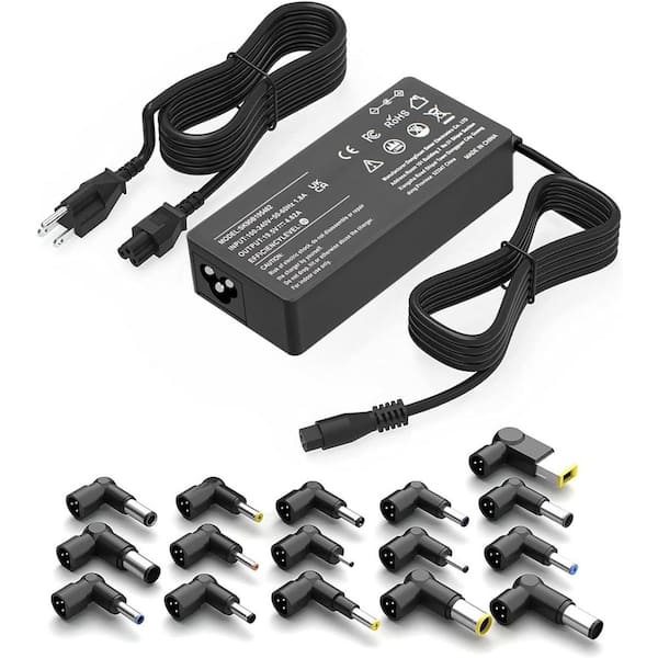 90W Universal AC Adapter for Laptop Ultrabook Chromebook Notebook with 16 Tips Power Supply Cord Black