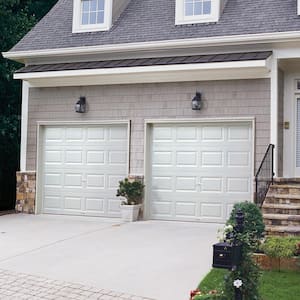 Classic Steel Short Panel 16 ft x 7 ft Non-Insulated   White Garage Door without Windows