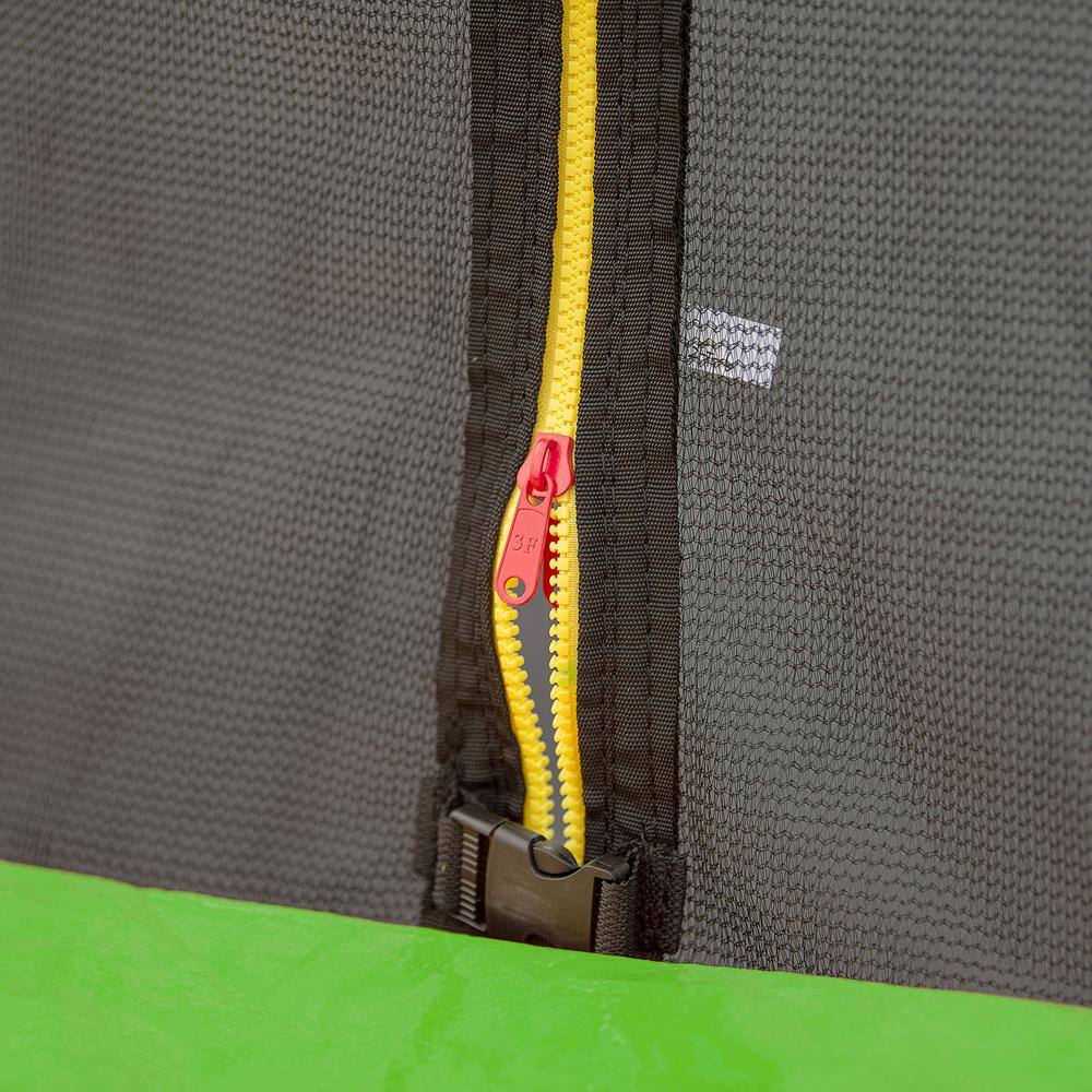12FT Green Round Trampoline with Safety Enclosure and Basketball Hoop