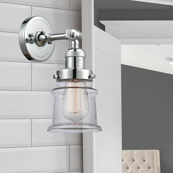 Canton 1-Light Polished Chrome Wall Sconce with Clear Glass Shade