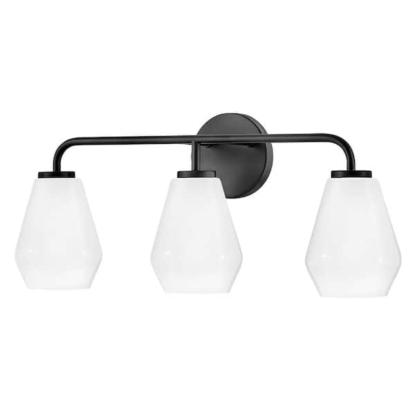 LARK - Gio 24.0 in. 3 Light Black Vanity Light